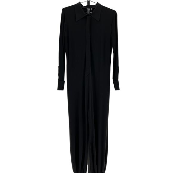 Norma Kamali Sleek Black Size XS Shirt Jog Jumpsuit - Picture 2 of 4
